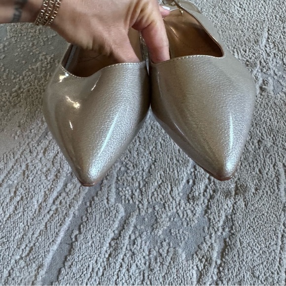 J. Renee SHAYANNE pumps block heels taupe pearl patent leather pointy toe 12 W - Picture 9 of 15